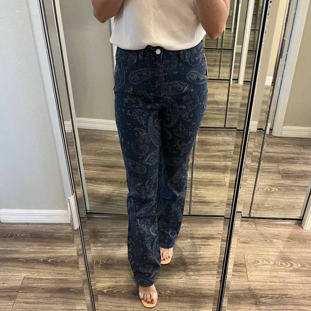 WeWoreWhat Blue Paisley Straight Leg Jeans
